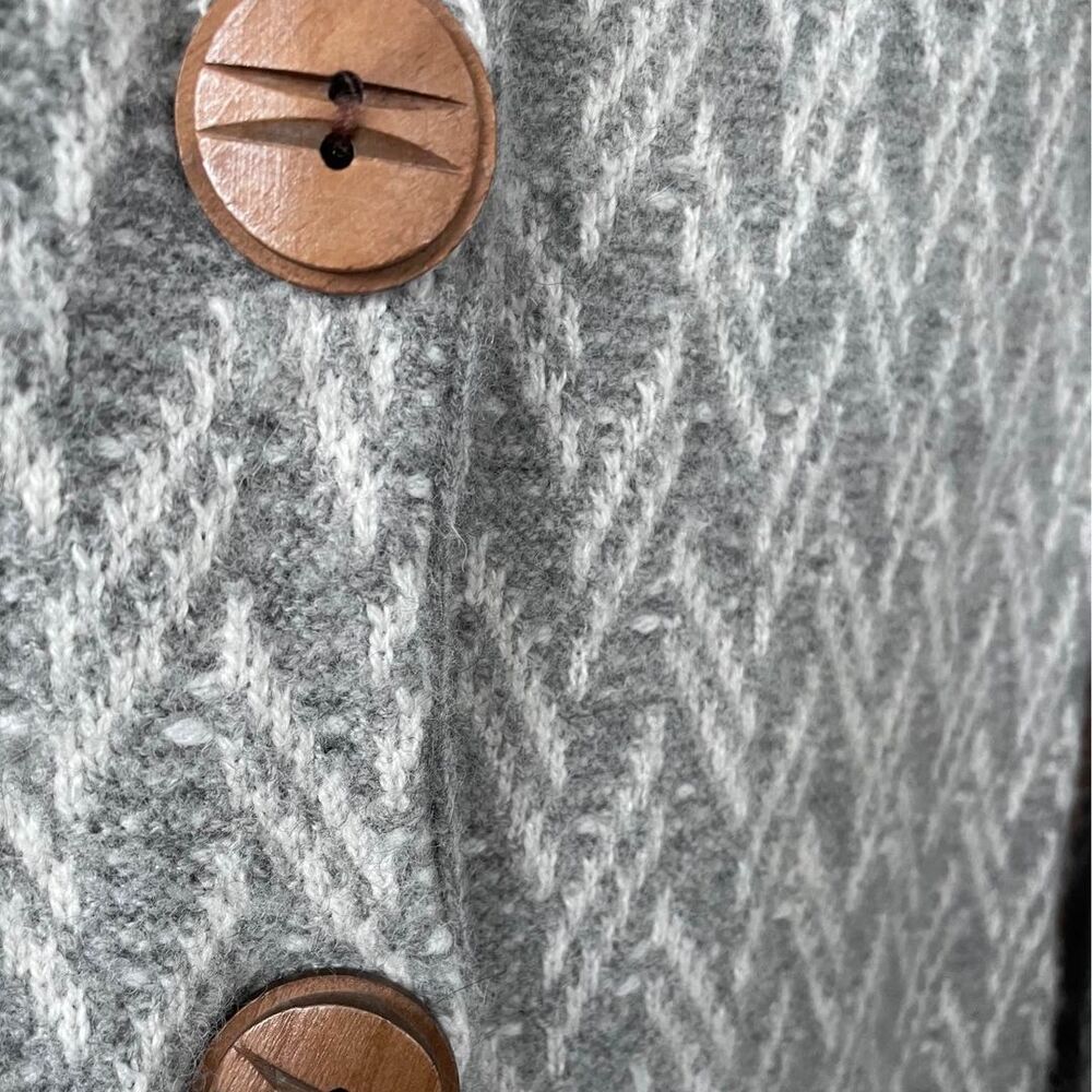 ~ Boho Wool Blend Anthropologie Sm Sweater Pockets Buttons Gray Cardigan Moth